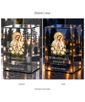 Znicz lustrzany LED – Matka Boża Fatimska - dzień i noc