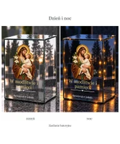 Znicz lustrzany LED – Święty Józef z Dzieciątkiem - dzień i noc
