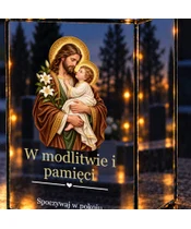 Znicz lustrzany LED – Święty Józef z Dzieciątkiem - zbliżenie