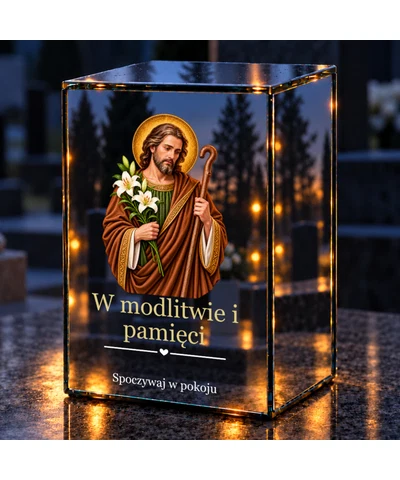 Znicz lustrzany LED – Święty Józef Opiekun - noc na grobie