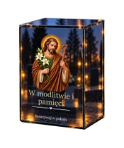 Znicz lustrzany LED – Święty Józef Opiekun - białe tło