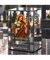 Znicz lustrzany LED – Święty Józef Opiekun - dzień na grobie