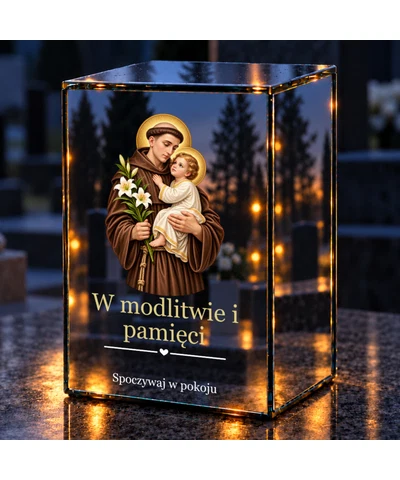 Znicz lustrzany LED – Święty Antoni z Dzieciątkiem - noc na grobie