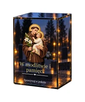 Znicz lustrzany LED – Święty Antoni z Dzieciątkiem - białe tło