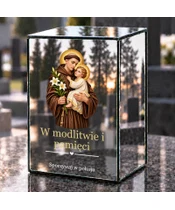 Znicz lustrzany LED – Święty Antoni z Dzieciątkiem - dzień na grobie