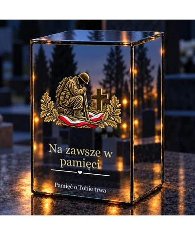 Znicz lustrzany LED – Żołnierz — Na wiecznej warcie - noc na grobie