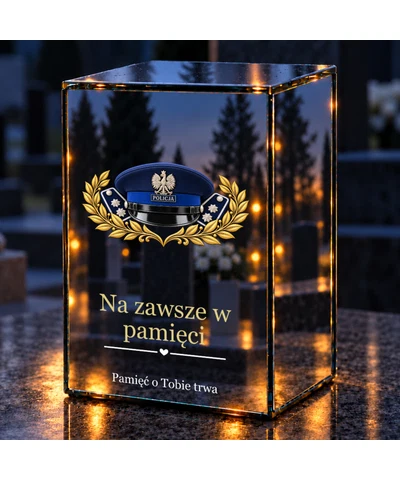 Znicz lustrzany LED – Czapka policyjna — Pamięć pozostaje - noc na grobie