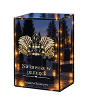 Znicz lustrzany LED – Strażak ze skrzydłami - białe tło
