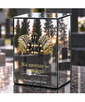 Znicz lustrzany LED – Strażak ze skrzydłami - dzień na grobie