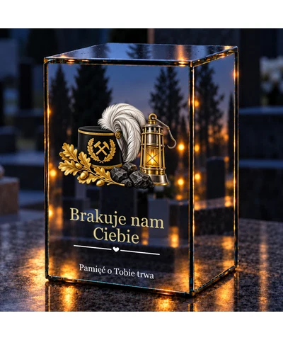 Znicz lustrzany LED – Górnik — Światło pamięci - noc na grobie