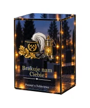 Znicz lustrzany LED – Górnik — Światło pamięci - białe tło
