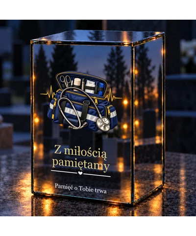 Znicz lustrzany LED – Ratownik medyczny — Niosłeś pomoc - noc na grobie