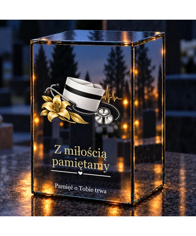 Znicz lustrzany LED – Pielęgniarka — Za czułość i troskę - noc na grobie