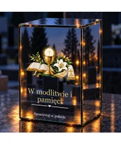 Znicz lustrzany LED – Pamięć i wdzięczność za posługę - noc na grobie