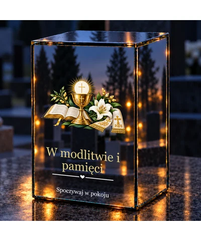 Znicz lustrzany LED – Pamięć i wdzięczność za posługę - noc na grobie