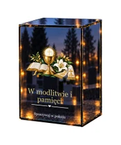 Znicz lustrzany LED – Pamięć i wdzięczność za posługę - białe tło