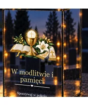 Znicz lustrzany LED – Pamięć i wdzięczność za posługę - zbliżenie