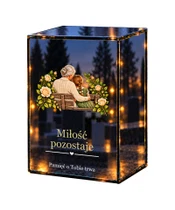 Znicz lustrzany LED – Babcia z wnuczką - białe tło