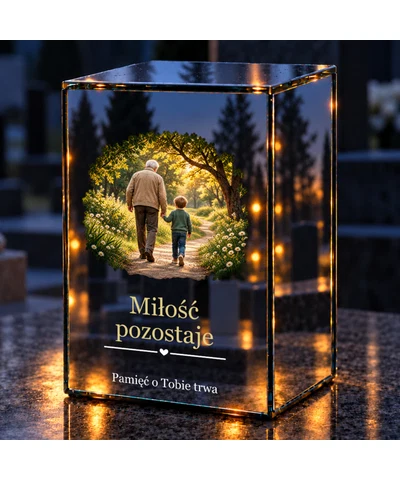Znicz lustrzany LED – Dziadek z wnukiem - noc na grobie