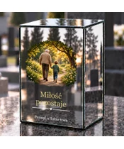 Znicz lustrzany LED – Dziadek z wnukiem - dzień na grobie