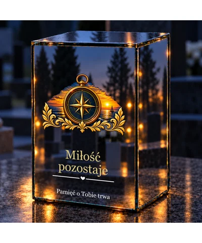 Znicz lustrzany LED – Kompas wspomnień - noc na grobie