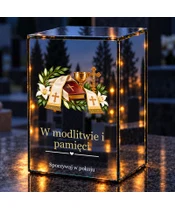 Znicz lustrzany LED – Stuła i księga wiary - noc na grobie