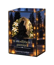 Znicz lustrzany LED – Cicha modlitwa - białe tło