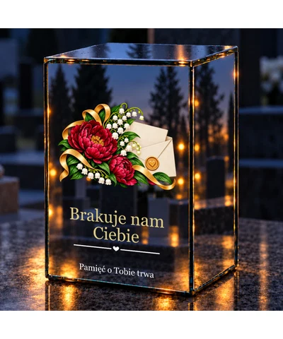 Znicz lustrzany LED – List wiecznej miłości - noc na grobie