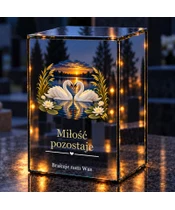 Znicz lustrzany LED – Łabędzie wiernej miłości - noc na grobie