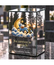 Znicz lustrzany LED – Autko wśród gwiazd - dzień na grobie
