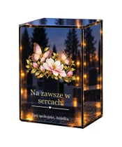 Znicz lustrzany LED – Motyle czułej pamięci - białe tło