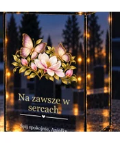 Znicz lustrzany LED – Motyle czułej pamięci - zbliżenie