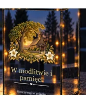Znicz lustrzany LED – Kościółek pod lipą - zbliżenie