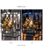 Znicz lustrzany LED – Święty Józef wśród lilii - dzień i noc