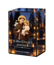 Znicz lustrzany LED – Święty Antoni - białe tło