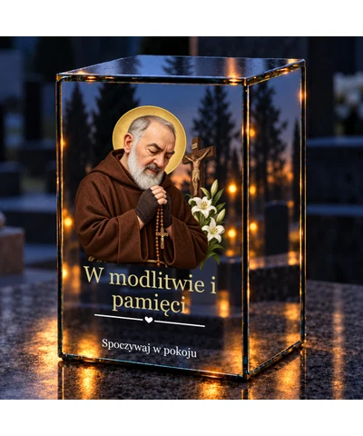 Znicz lustrzany LED – Święty Ojciec Pio - noc na grobie