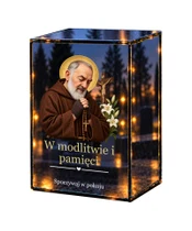Znicz lustrzany LED – Święty Ojciec Pio - białe tło