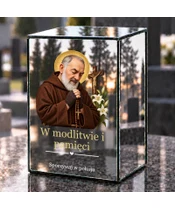 Znicz lustrzany LED – Święty Ojciec Pio - dzień na grobie