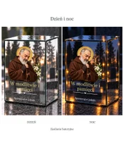 Znicz lustrzany LED – Święty Ojciec Pio - dzień i noc