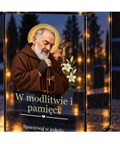 Znicz lustrzany LED – Święty Ojciec Pio - zbliżenie