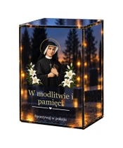 Znicz lustrzany LED – Święta Faustyna - białe tło