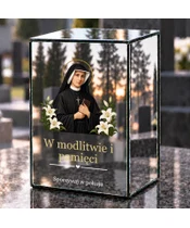 Znicz lustrzany LED – Święta Faustyna - dzień na grobie