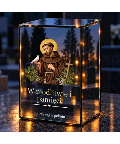 Znicz lustrzany LED – Święty Franciszek - noc na grobie