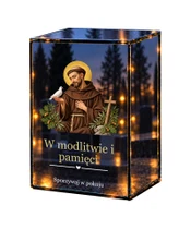 Znicz lustrzany LED – Święty Franciszek - białe tło