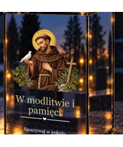 Znicz lustrzany LED – Święty Franciszek - zbliżenie