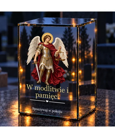 Znicz lustrzany LED – Święty Michał Archanioł - noc na grobie