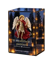 Znicz lustrzany LED – Święty Michał Archanioł - białe tło