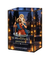 Znicz lustrzany LED – Święty Krzysztof - białe tło
