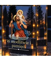 Znicz lustrzany LED – Święty Krzysztof - zbliżenie
