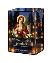 Znicz lustrzany LED – Święta Barbara - białe tło